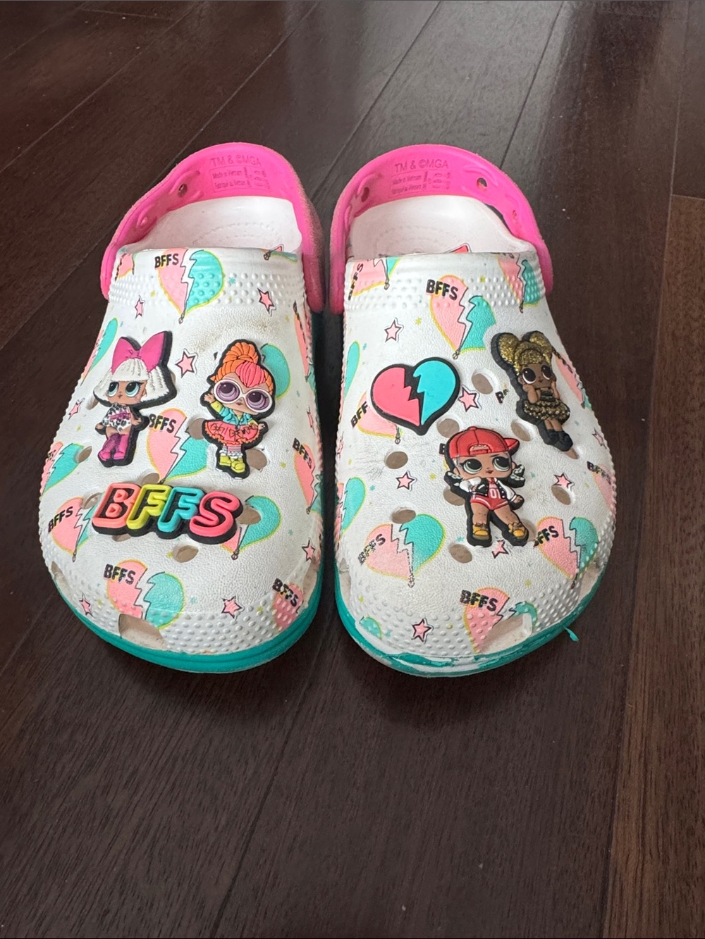 L.O.L. Surprise! White Teal Pink Kids Slip-On Sandals
